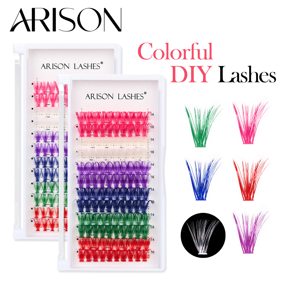 Lash Tile Palette - ARISON 12 Rows Mixed Colored Cluster
