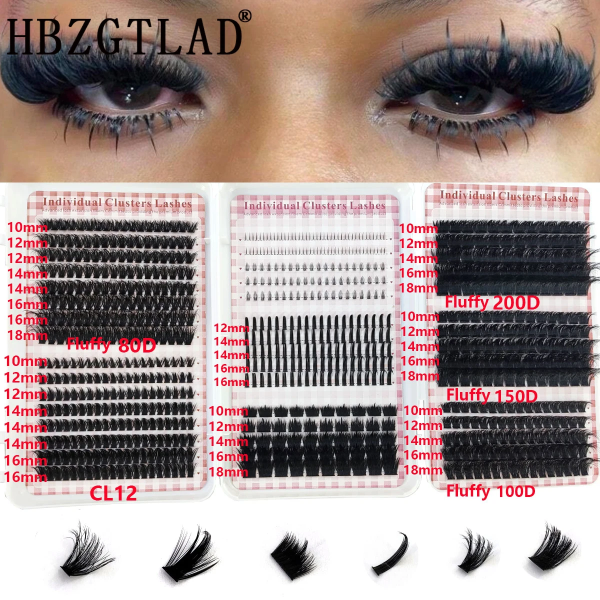 HBZGTLAD 200D-60D Bottom and P - огляд і ціна Eyelash Extension Single Lash