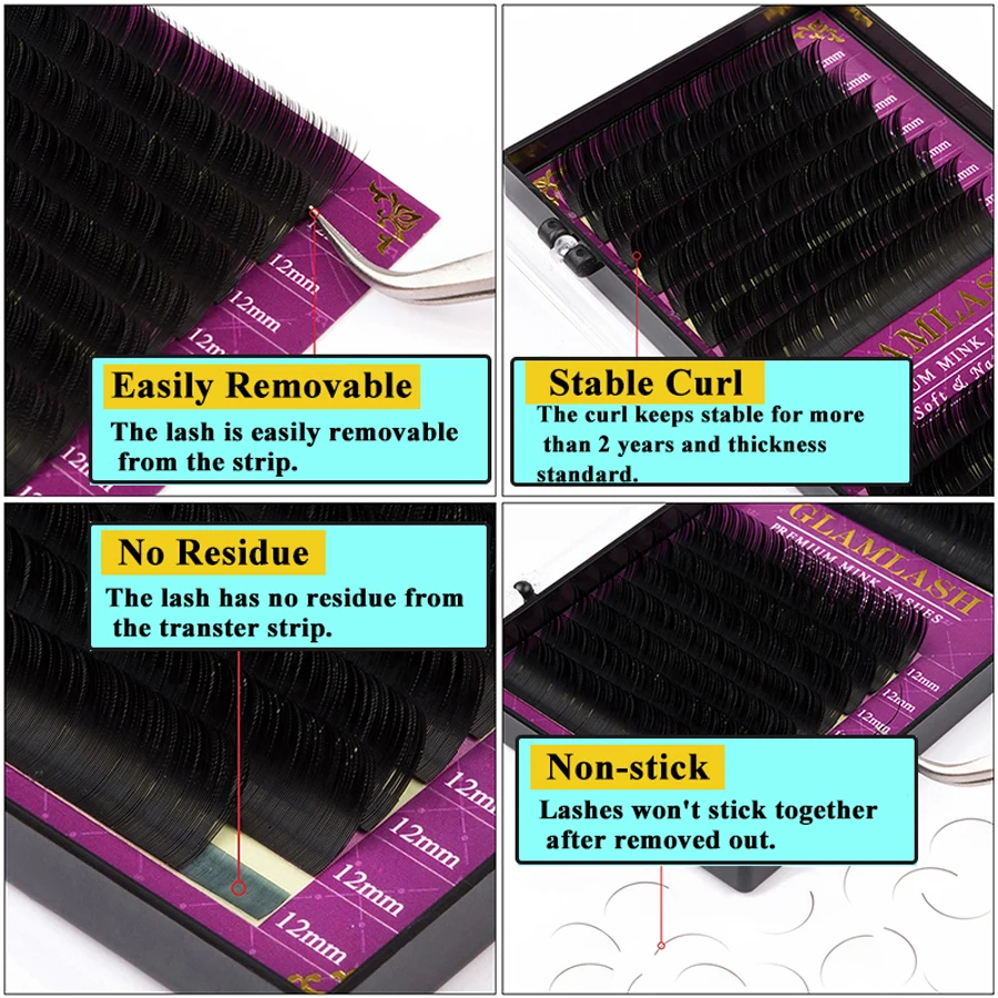 GLAMLASH wholesale 16Rows High - огляд і ціна Eyelash Extension Single Lash